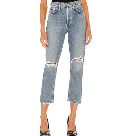 Agolde Denim - AGOLDE Riley High Rise Straight Crop in Escalate 28